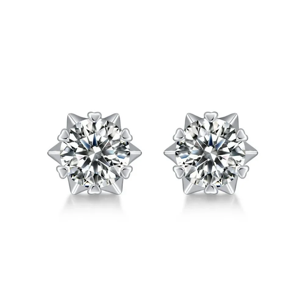 Certified 2ct. t.w. Moissanite Diamond Snowflake Stud Earrings NEW